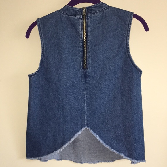 GAP Split Back Denim Top w/Zipper XS - Picture 3 of 6